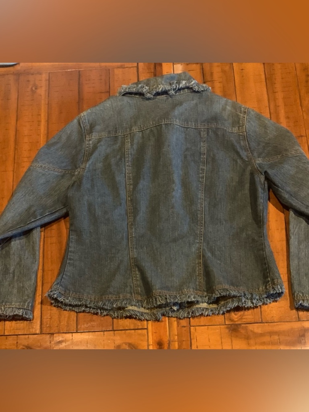 Vintage Boho Western Fringe Embroidered Denim Jean Jacket XL Floral Lace Beaded - Picture 6 of 11